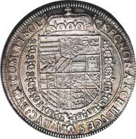 Austria coin 1 Speciestaler - Rudolf II - Hall mint (1602 - 1612) reverse reverse of 1 Speciestaler - Rudolf II - Hall mint (1602 - 1612) coin with KM# 37 from Austria.