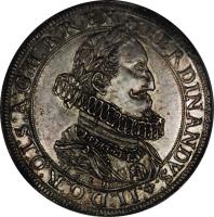 obverse of 1 Speciestaler - Ferdinand II - Graz mint (1623) coin with KM# 452 from Austria. Inscription: FERDINANDVS II:D:G:I:R:O:I:S:A:G:H:B:REX