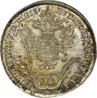 reverse of 10 Kreuzer - Franz II (1814 - 1815) coin with KM# 2132 from Austria.