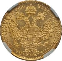 Austria coin 1 Ducat - Franz Joseph I (1866) reverse reverse of 1 Ducat - Franz Joseph I (1866) coin with KM# 2265 from Austria.