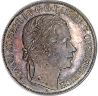 Austria coin 2 Vereinsthaler - Franz Joseph I - South Austrian Railways (1857) obverse obverse of 2 Vereinsthaler - Franz Joseph I - South Austrian Railways (1857) coin with KM# 2246 from Austria. Inscription: FRANZ JOSEPH I · V · G · G · KAISER V · OESTERREICH C · H · A