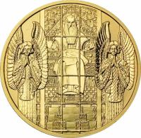 obverse of 100 Euro - St. Leopold's Church at Steinhof (2005) coin with KM# 3128 from Austria.
