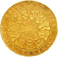 Austrian Netherlands coin 14 Florins / 14 Guldens - Insurrection Coinage (1790) reverse reverse of 14 Florins / 14 Guldens - Insurrection Coinage (1790) coin with KM# 51 from Austrian Netherlands. Inscription: ET IPSE DOMINABITVR GENTIVM
