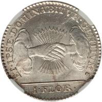 Austrian Netherlands coin 1 Florin / 1 Gulden - Insurrection Coinage (1790) reverse reverse of 1 Florin / 1 Gulden - Insurrection Coinage (1790) coin with KM# 49 from Austrian Netherlands. Inscription: ET · IPSE · DOMINABITVR · GENTIVM I · FLOR ·