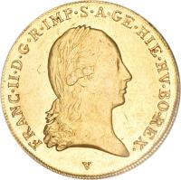 Austrian Netherlands coin 1 Souverain d'Or - Franz II - Trade Coinage (1792 - 1798) obverse obverse of 1 Souverain d'Or - Franz II - Trade Coinage (1792 - 1798) coin with KM# 64 from Austrian Netherlands.