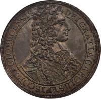 obverse of 1 Taler - Karl III Josef (1706 - 1707) coin with KM# 378 from Austrian States. Inscription: DEI GRATIA CAROLVS EPISCOPUS OLOMUCENSIS