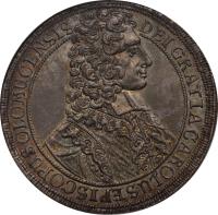 Austrian States coin 1 Taler - Karl III Josef (1706 - 1707) obverse obverse of 1 Taler - Karl III Josef (1706 - 1707) coin with KM# 378 from Austrian States. Inscription: DEI GRATIA CAROLVS EPISCOPUS OLOMUCENSIS