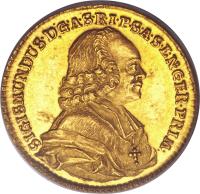 Austrian States coin 2 Dukaten - Sigmund III (1765 - 1771) obverse obverse of 2 Dukaten - Sigmund III (1765 - 1771) coin with KM# 412 from Austrian States.