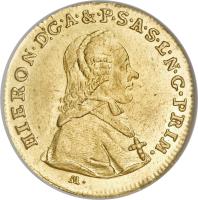 Austrian States coin 1 Dukat - Hieronymus (1787 - 1802) obverse obverse of 1 Dukat - Hieronymus (1787 - 1802) coin with KM# 463 from Austrian States.