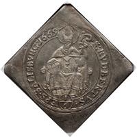 Austrian States coin 1/6 Thaler - Maximilian Gandolph (1669 - 1679) reverse reverse of 1/6 Thaler - Maximilian Gandolph (1669 - 1679) coin with KM# 215 from Austrian States. Inscription: S:RVDBERTUS. EPS.SALISBURG:1669 1/6