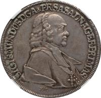 obverse of 1 Konventionstaler - Sigmund III (1761 - 1762) coin with KM# 395.3 from Austrian States. Inscription: SIGISMUNDUS DGA&PR SASALNAGER PRIMAS