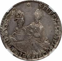 reverse of 1 Konventionstaler - Sigmund III (1761 - 1762) coin with KM# 395.3 from Austrian States. Inscription: S.RUPERTUS:EPISCOP:SALISPURGENS.1762
