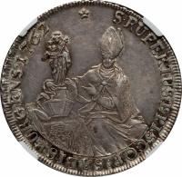 Austrian States coin 1 Konventionstaler - Sigmund III (1761 - 1762) reverse reverse of 1 Konventionstaler - Sigmund III (1761 - 1762) coin with KM# 395.3 from Austrian States. Inscription: S.RUPERTUS:EPISCOP:SALISPURGENS.1762