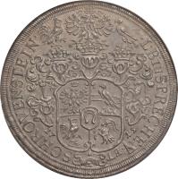 Austrian States coin 1 Speciestaler - Franz Eusebius (1708 - 1715) reverse reverse of 1 Speciestaler - Franz Eusebius (1708 - 1715) coin with KM# 31 from Austrian States. Inscription: .L.B.INSPRECHEN:ET SCHROVENSTEIN. 17 15
