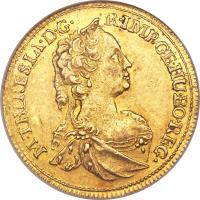 obverse of 1 Dukat - Maria Theresa - Prague mint (1747 - 1765) coin with KM# 756 from Bohemia.