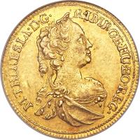 obverse of 1 Dukat - Maria Theresa - Prague mint (1747 - 1765) coin with KM# 756 from Bohemia.