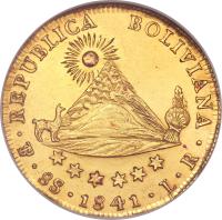 Bolivia coin 8 Scudo (1841 - 1847) reverse reverse of 8 Scudo (1841 - 1847) coin with KM# 108 from Bolivia.