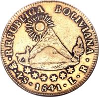 reverse of 4 Scudo (1841) coin with KM# 107 from Bolivia.