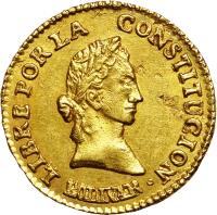 obverse of 1/2 Scudo (1841 - 1847) coin with KM# 104 from Bolivia.