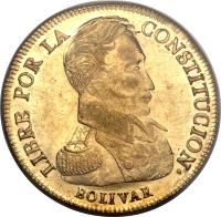 obverse of 8 Scudos (1831 - 1840) coin with KM# 99 from Bolivia.