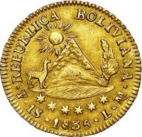 reverse of 1 Scudo (1831 - 1840) coin with KM# 98 from Bolivia.