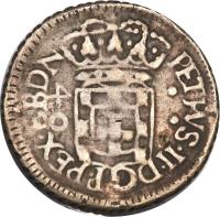 obverse of 40 Réis - Pedro II (1700 - 1702) coin with KM# 86 from Brazil. Inscription: PETRVS · II · DG P · REX · EBDN 40