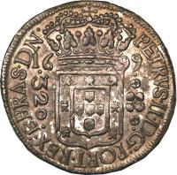 obverse of 320 Réis - Pedro II (1699 - 1702) coin with KM# 89 from Brazil.