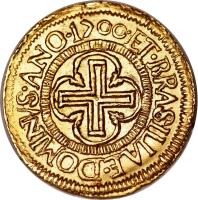 Brazil coin 1000 Réis - Pedro II (1699 - 1700) reverse reverse of 1000 Réis - Pedro II (1699 - 1700) coin with KM# 96 from Brazil.