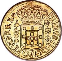 obverse of 4000 Réis - Pedro II (1699 - 1700) coin with KM# 98 from Brazil.