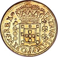Brazil coin 4000 Réis - Pedro II (1699 - 1700) obverse obverse of 4000 Réis - Pedro II (1699 - 1700) coin with KM# 98 from Brazil.