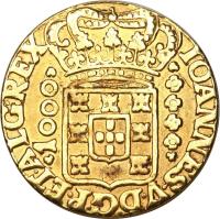 Brazil coin 1000 Réis - João V (1724 - 1727) obverse obverse of 1000 Réis - João V (1724 - 1727) coin with KM# 113 from Brazil.