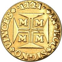 reverse of 1000 Réis - João V (1724 - 1727) coin with KM# 113 from Brazil.