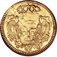 reverse of 800 Réis - João V (1727 - 1731) coin with KM# 119 from Brazil.