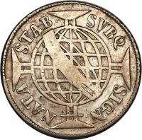 Brazil coin 640 Réis - João V (1748 - 1750) reverse reverse of 640 Réis - João V (1748 - 1750) coin with KM# 158 from Brazil.