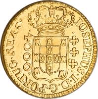 Brazil coin 4000 Réis - José I (1751 - 1777) obverse obverse of 4000 Réis - José I (1751 - 1777) coin with KM# 171 from Brazil.