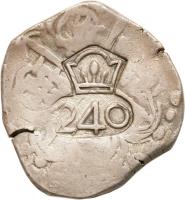 reverse of 240 Réis - João IV - Countermarked (1663) coin with KM# 3 from Brazil.