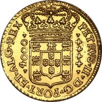 obverse of 4000 Réis - Pedro II (1703 - 1707) coin with KM# 101 from Brazil.