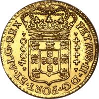 Brazil coin 4000 Réis - Pedro II (1703 - 1707) obverse obverse of 4000 Réis - Pedro II (1703 - 1707) coin with KM# 101 from Brazil.