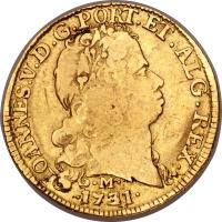 obverse of 3200 Réis - João V (1727 - 1733) coin with KM# 130 from Brazil.