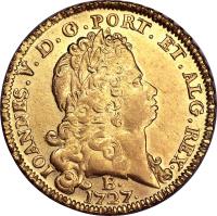 obverse of 6400 Réis - João V (1727 - 1730) coin with KM# 134 from Brazil.