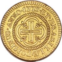 Brazil coin 2000 Réis - José I (1771 - 1773) reverse reverse of 2000 Réis - José I (1771 - 1773) coin with KM# 198 from Brazil.