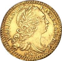 obverse of 1600 Réis - José I (1752 - 1777) coin with KM# 181 from Brazil.