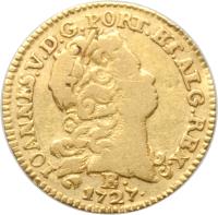 obverse of 800 Réis - João V (1727 - 1729) coin with KM# 122 from Brazil.