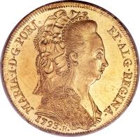 obverse of 6400 Réis - Maria I (1789 - 1805) coin with KM# 226 from Brazil.