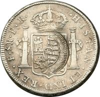 reverse of 960 Réis - João Prince Regent - Cuiaba; Countermarked (1820) coin with KM# 345 from Brazil.