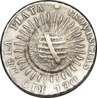 Brazil coin 960 Réis - João Prince Regent - Mato Grosso; Countermarked (1818) reverse reverse of 960 Réis - João Prince Regent - Mato Grosso; Countermarked (1818) coin with KM# 330 from Brazil.