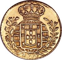 reverse of 4000 Réis - João VI (1818 - 1822) coin with KM# 327 from Brazil. Inscription: 4000