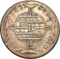 reverse of 160 Réis - João Prince Regent (1810 - 1815) coin with KM# 306 from Brazil. Inscription: SUBQ SGN. NATA STAB. B