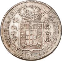 obverse of 640 Réis - João Prince Regent (1809 - 1816) coin with KM# 256 from Brazil.