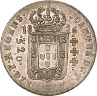 obverse of 320 Réis - João Prince Regent (1809 - 1817) coin with KM# 255 from Brazil.